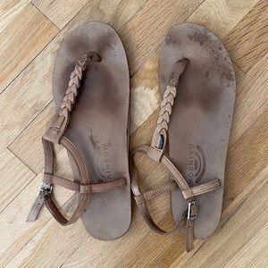 Rainbow Braided T Strap Sandals 🤎